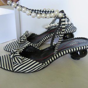 ⚡️RARE! Kate Spade stripe pearl  sandals l-sz8